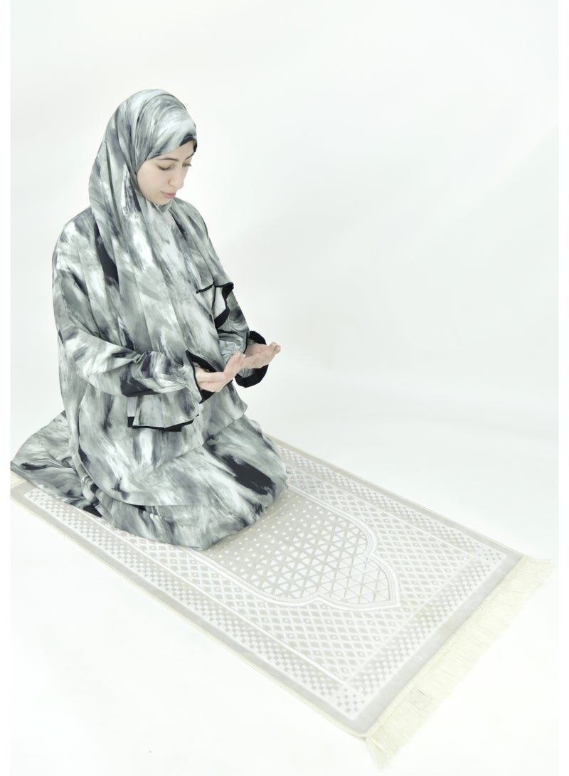 DAMAS COLLECTION One Piece Prayer Dress for Women – Premium Crepe Fabric Isdal with Attached Scarf & Pocket – Lightweight Islamic Salah Wear - Image 3